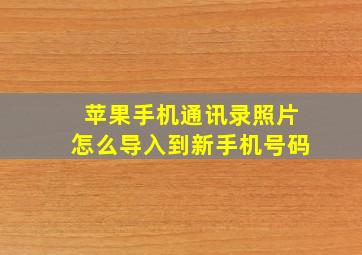 苹果手机通讯录照片怎么导入到新手机号码