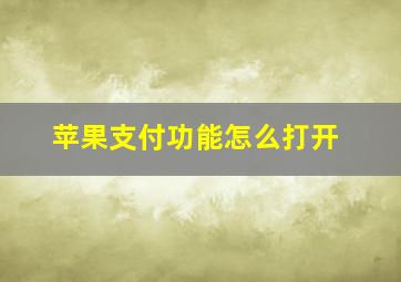 苹果支付功能怎么打开