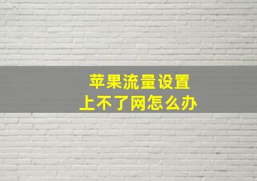 苹果流量设置上不了网怎么办