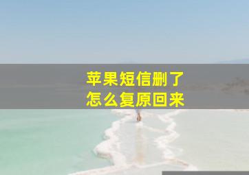 苹果短信删了怎么复原回来