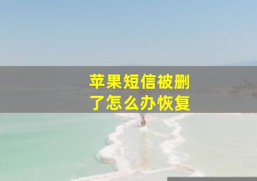 苹果短信被删了怎么办恢复