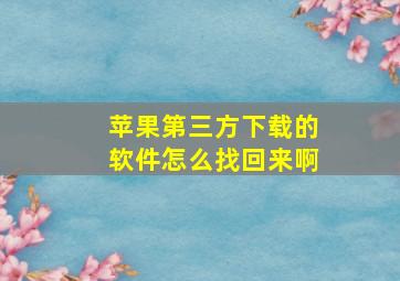 苹果第三方下载的软件怎么找回来啊