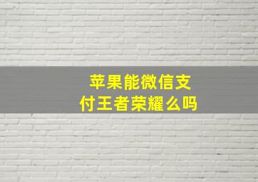 苹果能微信支付王者荣耀么吗