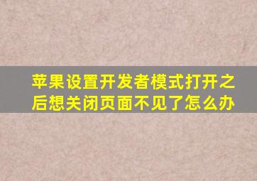 苹果设置开发者模式打开之后想关闭页面不见了怎么办