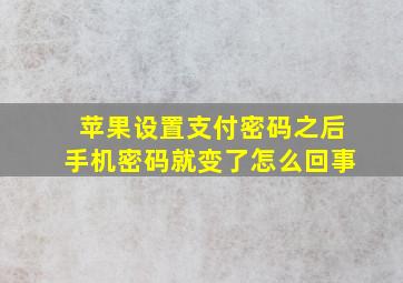 苹果设置支付密码之后手机密码就变了怎么回事