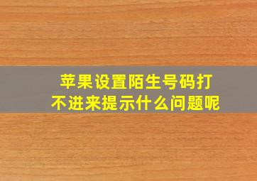 苹果设置陌生号码打不进来提示什么问题呢