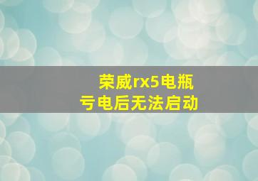 荣威rx5电瓶亏电后无法启动