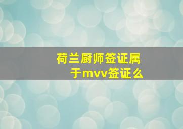 荷兰厨师签证属于mvv签证么