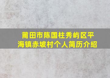 莆田市陈国柱秀屿区平海镇赤坡村个人简历介绍