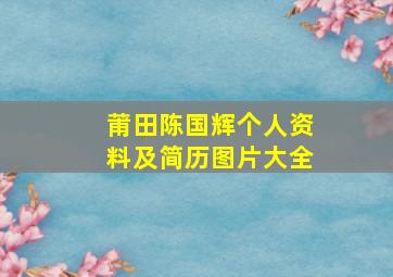 莆田陈国辉个人资料及简历图片大全