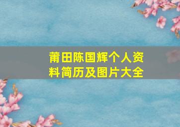 莆田陈国辉个人资料简历及图片大全