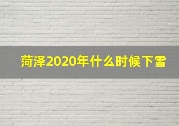 菏泽2020年什么时候下雪