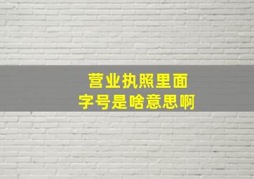 营业执照里面字号是啥意思啊