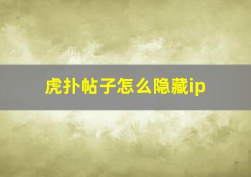 虎扑帖子怎么隐藏ip