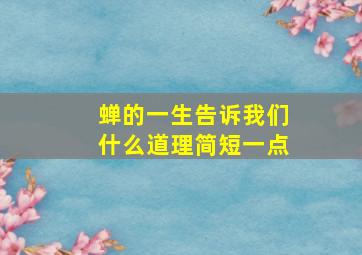 蝉的一生告诉我们什么道理简短一点