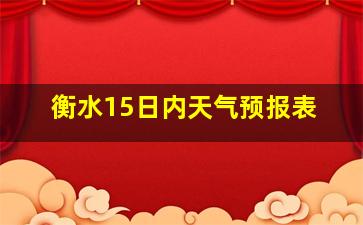 衡水15日内天气预报表