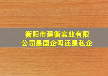 衡阳市建衡实业有限公司是国企吗还是私企