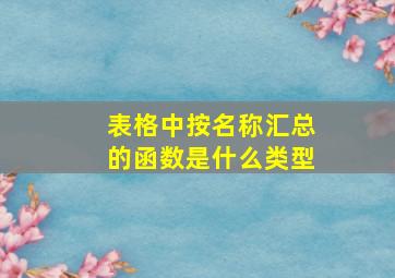 表格中按名称汇总的函数是什么类型