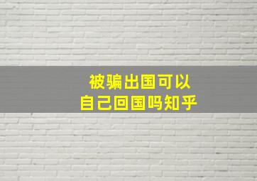 被骗出国可以自己回国吗知乎