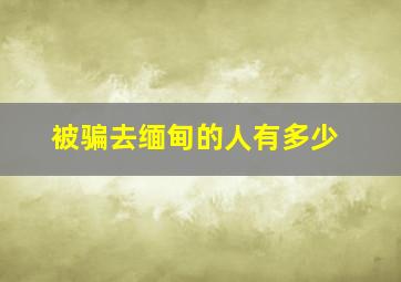 被骗去缅甸的人有多少