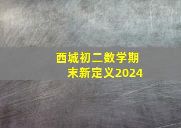 西城初二数学期末新定义2024