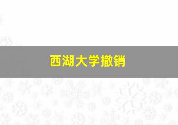 西湖大学撤销