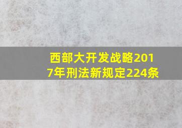 西部大开发战略2017年刑法新规定224条