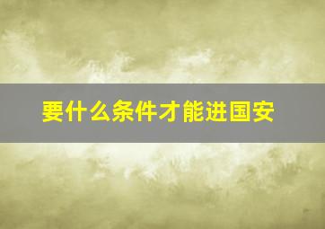 要什么条件才能进国安