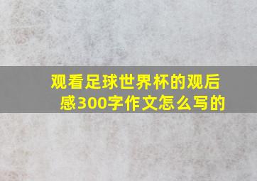 观看足球世界杯的观后感300字作文怎么写的