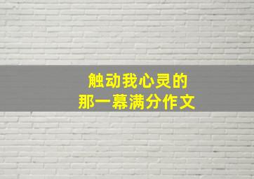 触动我心灵的那一幕满分作文