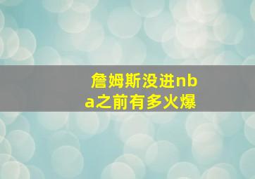 詹姆斯没进nba之前有多火爆