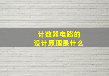 计数器电路的设计原理是什么