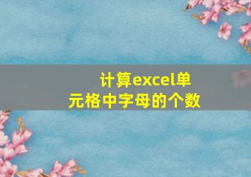 计算excel单元格中字母的个数