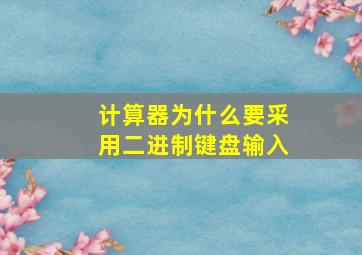 计算器为什么要采用二进制键盘输入