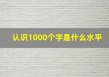 认识1000个字是什么水平