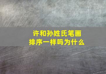 许和孙姓氏笔画排序一样吗为什么