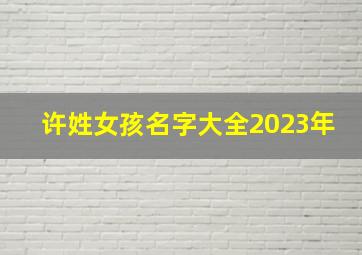 许姓女孩名字大全2023年