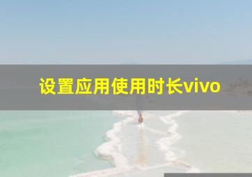 设置应用使用时长vivo