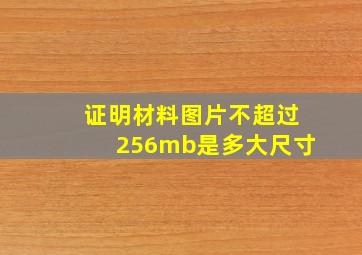 证明材料图片不超过256mb是多大尺寸