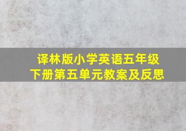 译林版小学英语五年级下册第五单元教案及反思