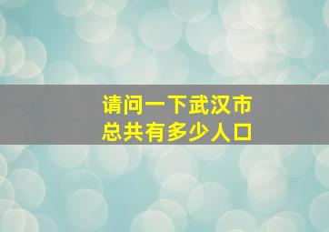 请问一下武汉市总共有多少人口