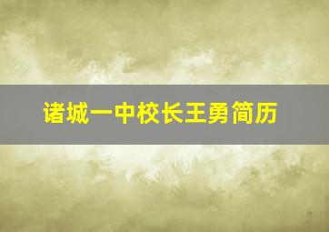 诸城一中校长王勇简历