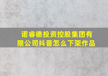 诺睿德投资控股集团有限公司抖音怎么下架作品