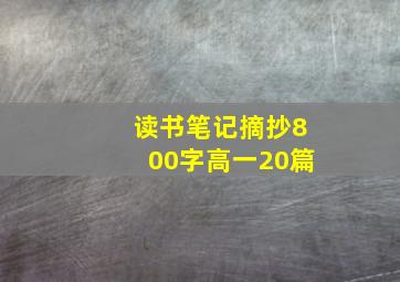 读书笔记摘抄800字高一20篇