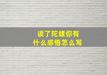 读了陀螺你有什么感悟怎么写