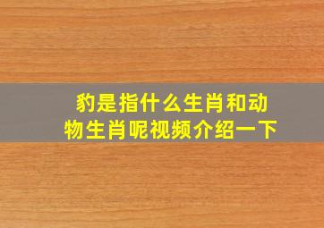 豹是指什么生肖和动物生肖呢视频介绍一下