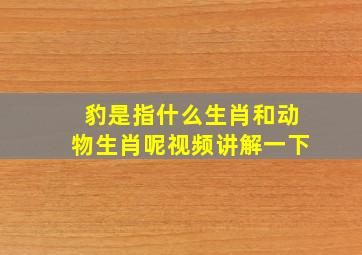 豹是指什么生肖和动物生肖呢视频讲解一下