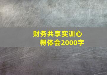 财务共享实训心得体会2000字