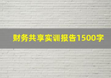 财务共享实训报告1500字