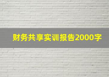 财务共享实训报告2000字